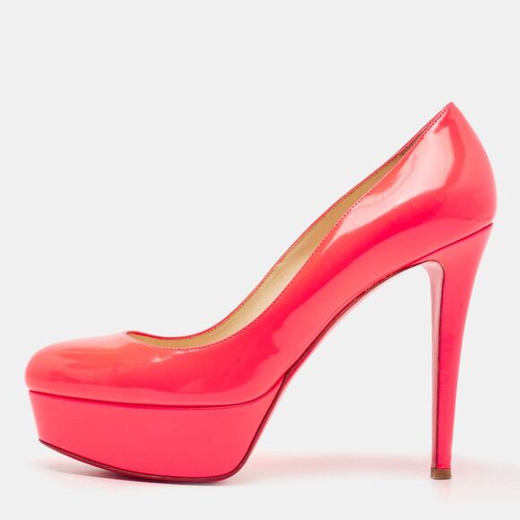 Christian Louboutin Bianca Size 39.5 Pink Leather Platform Pumps